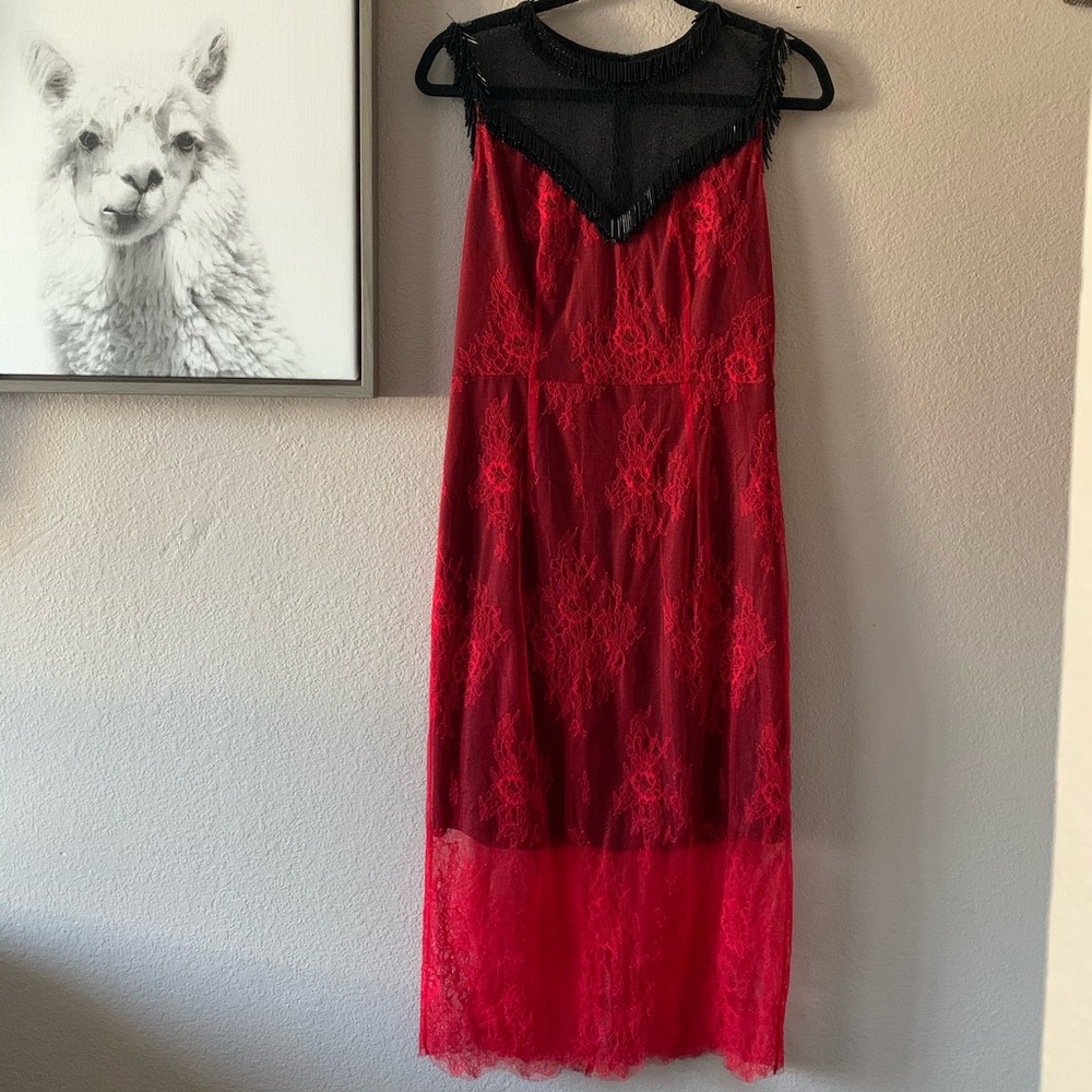 NWT DVF Beaded & Lace Midi Dress